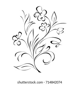 stylized flower in black lines on a white background