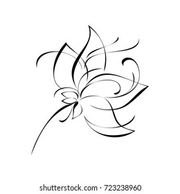 stylized flower in black lines on a white background