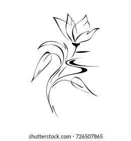 Stylized Flower Black Lines On White Stock Vector (Royalty Free ...