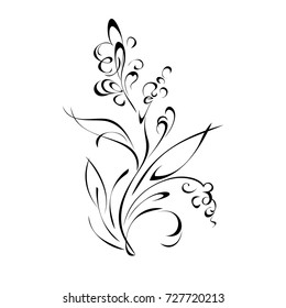 stylized flower in black lines on a white background