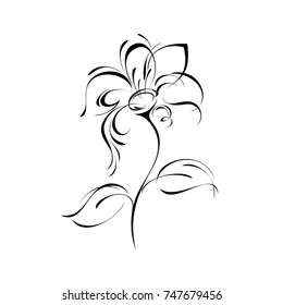 Stylized Flower Black Lines On White Stock Vector (Royalty Free ...