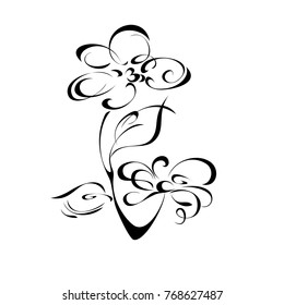 Stylized Flower Black Lines On White Stock Vector (Royalty Free ...