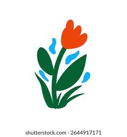 Stylized flower with bold colors and shapes