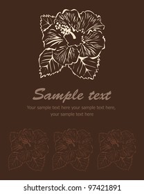 Stylized flower broun background. Vector hibiscus