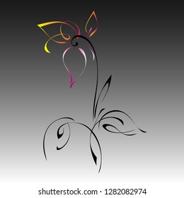 stylized flower with colorful petals on a gray background