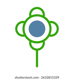 Stylized flower design featuring geometric shapes and a refreshing color palette