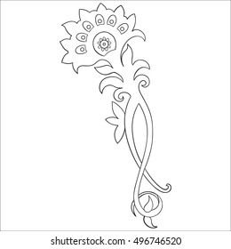 Stylized flower drawn in a line art style. Vector illustration.
