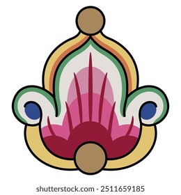Stylized flower in folk style. Medieval Russian floral motif. Abstract symmetrical design. Isolated vector illustration. - Powered by Shutterstock - Get 15% off with code: PIKWIZARD15