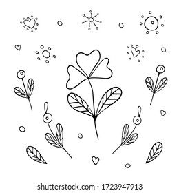 Stylized flower hand drawn black line. Image for your decor and design. Stock vector illustration. Decoration. Coloring.