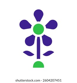 Stylized Flower Icon with Bold Color Palette