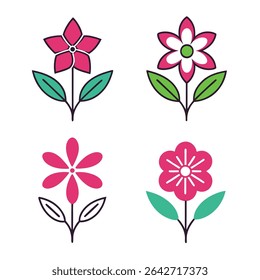 stylized flower icons vibrant colors botanical e, this is a editable file.