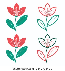 stylized flower icons vibrant colors botanical e , this is a editable file.