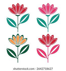 stylized flower icons vibrant colors botanical e, this is a editable file.
