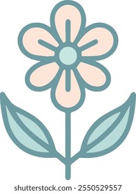 Stylized Flower Illustration, a stylized illustration of a flower. The flower has a simple, clean design with a central stem and two leaves