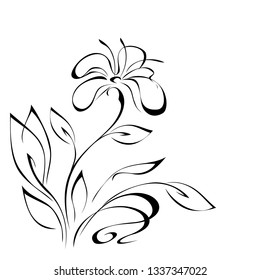 stilisierte Blume mit großen Blütenblättern am Stiel mit Blättern