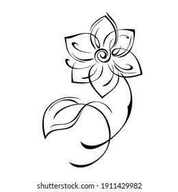 stylized flower with large petals on a stem with a single leaf