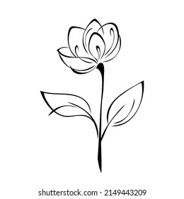 stylized flower with large petals on a stem with leaves. graphic decor