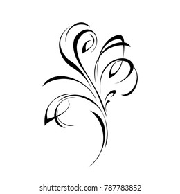 stylized flower with a leaf in black lines on a white background