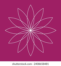 Stylized flower lotus on pink background. Vector illustration.