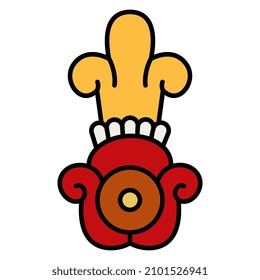 Stylized flower. Native American design of Aztec Indians from Mexican codex. Abstract geometrical ornament.