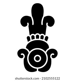 Stylized flower. Native American design of Aztec Indians from Mexican codex. Abstract geometrical ornament. Black and white negative silhouette.