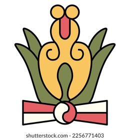 Flor estilizada. Diseño nativo americano de indios aztecos de códice mexicano. Ilustración vectorial aislada.