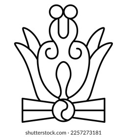 Stylized flower. Native American design of Aztec Indians from Mexican codex. Black and white linear silhouette.