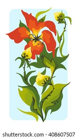 Stylized flower on a blue background. Vector illustration