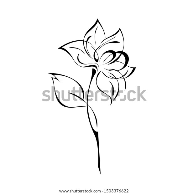 Stylized Flower On Stem One Leaf Stock Vector (Royalty Free) 1503376622