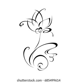 stylized flower on a stem with swirls, graphic decor