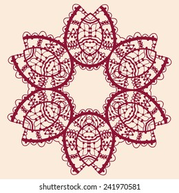 Stylized flower. Ornamental outline mandala. Vector square flyer card. Invitation card. Vintage art. Hand drawn element. Islamic, arabic, indian, ottoman, asian motifs. Flayer tribal liginoru design