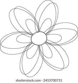 Stylized flower with overlapping petals in line art style.