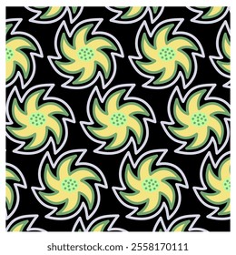 stylized flower pattern on black background