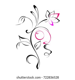 stylized flower with pink petals on white background