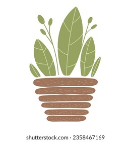 Stylized flower in a pot, plant element, indoor plant, emblem. Vector.