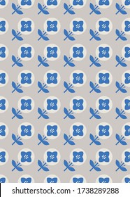Stylized flower seamless pattern. Scandinavian style. Vector illustration.