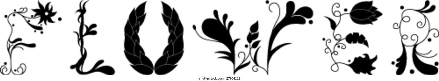 stylized flower typography vector text