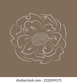 stylische Blume auf braunem Hintergrund, Vektorweiß