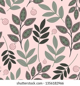stylized flowers. berries, twigs, pollen