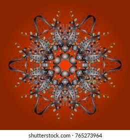Stylized Flowers. Decorative Texture Background of Mandalas. Design for Fabric or Wallpaper. Folk Style. Ethnic of Lace Snowflakes. Lacy Fashion Print for Textile. Vector illustration.