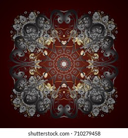 Stylized Flowers. Design for Fabric or Wallpaper. Vector illustration. Lacy Fashion Print for Textile. Decorative Texture Background of Mandalas. Folk Style. Ethnic of Lace Snowflakes.