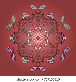 Stylized Flowers. Design for Fabric or Wallpaper. Lacy Fashion Print for Textile. Decorative Texture Background of Mandalas. Folk Style. Ethnic of Lace Snowflakes. Vector illustration.