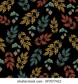 Stylized flowers with foliage pattern - vector illustration.