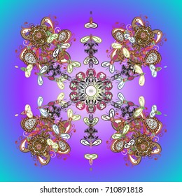 Stylized Flowers. Folk Style. Lacy Fashion Print for Textile. Vector illustration. Ethnic of Lace Snowflakes. Decorative Texture Background of Mandalas. Design for Fabric or Wallpaper.