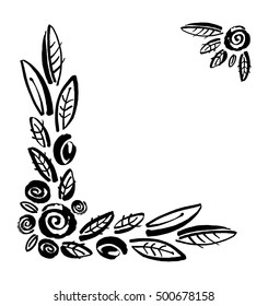 Stylized flowers frame isolated on a white background. Vector illustration