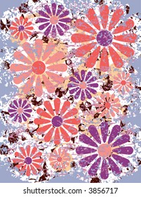 Stylized flowers grunged.