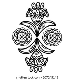 Stylized flowers. Hand drawn vector element for your design. Decorative art