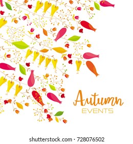 Stylized  flowers and leaves autumn and summer vector composition.