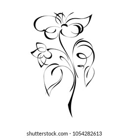 Stylized Flowers Leaves Black Lines On Stock Vector (Royalty Free ...