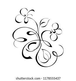stylized flowers with leaves in intricate lines